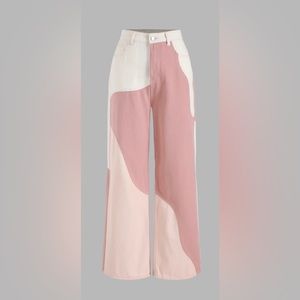 Patchy Straight Leg Jeans, pink/mauve, size M